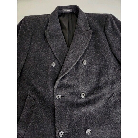 Fumagalli Mens 46L Wool & Cashmere Soft Black Overcoat Double Breasted Long - Picture 2 of 15